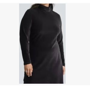 Everlane The Velour Mini Dress Black Mock Neck Long Sleeves Size Large